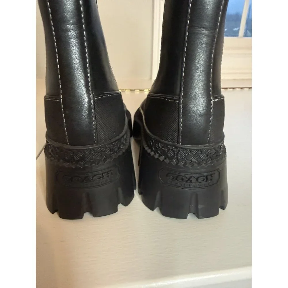 NEW Coach Jayla Chelsea Leather Ankle Platform Boots Women's US 6.5 $275 [jb]